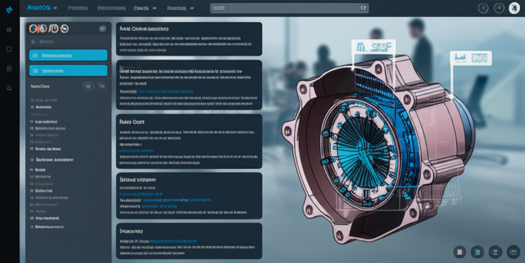 Engineers collaborating on a design project using the design.parts platform interface